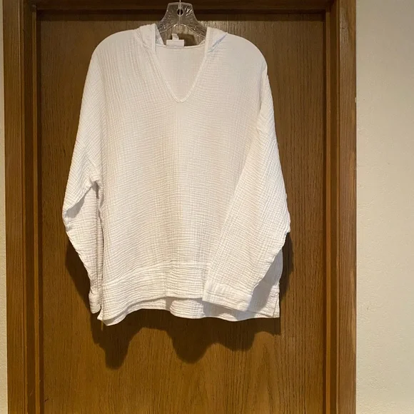 J. Jill White Textured Hoodie - Picture 1 of 2